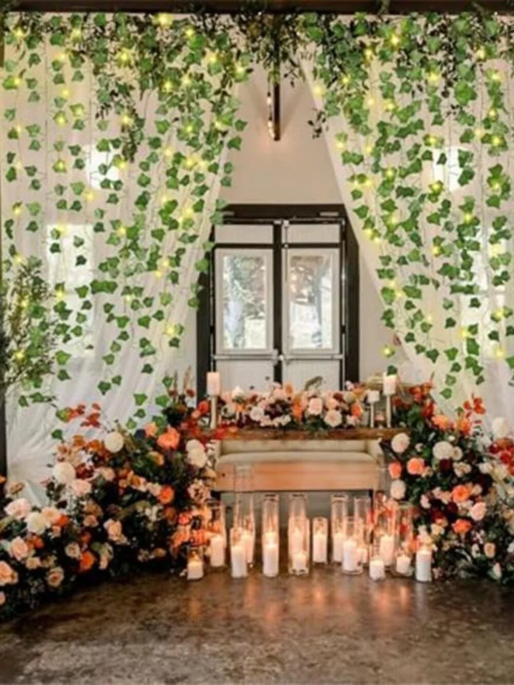 Artificial Ivy Garland LED String Lights Hanging Vines Room Decor Wall